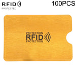 100 قطعة أكمام حماية بطاقات من رقائق الألمنيوم مضادة للسرقة ومانعة لتقنية RFID، المقاس: 9.1*6.3 سم، 100 قطعة ذهبي، 100 قطعة فضي
