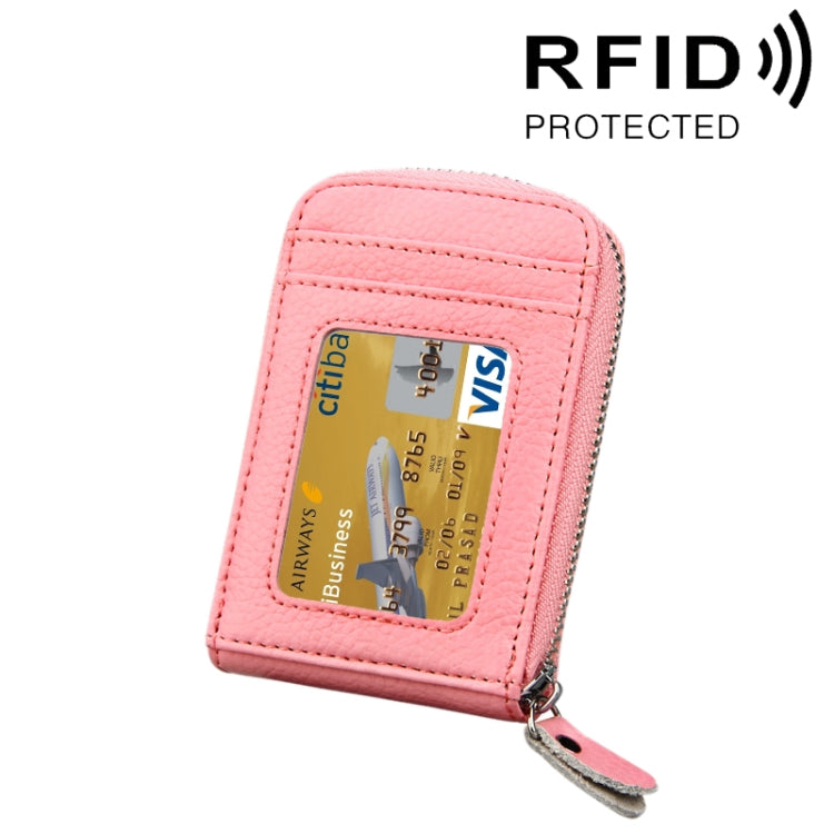 محفظة حامل بطاقات رأسية بسحاب من جلد البقر الأصلي بلون موحد، حقيبة حماية بطاقات بحجب RFID مع 12 فتحة بطاقات، المقاس: 11.5*7.5 سم