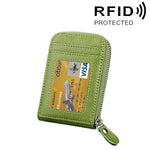 محفظة حامل بطاقات رأسية بسحاب من جلد البقر الأصلي بلون موحد، حقيبة حماية بطاقات بحجب RFID مع 12 فتحة بطاقات، المقاس: 11.5*7.5 سم