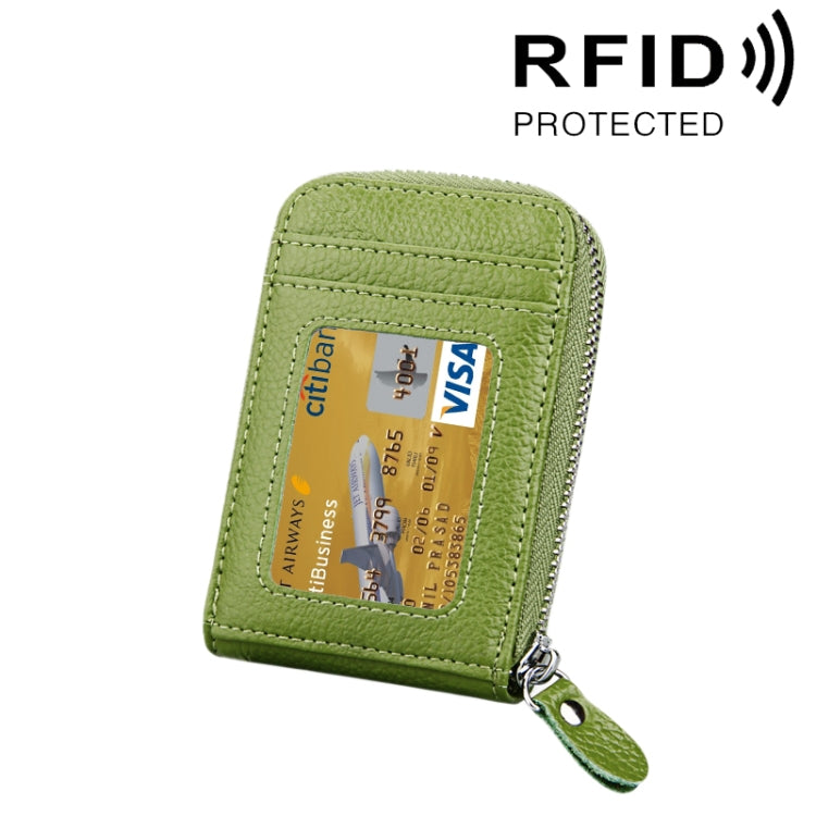 محفظة حامل بطاقات رأسية بسحاب من جلد البقر الأصلي بلون موحد، حقيبة حماية بطاقات بحجب RFID مع 12 فتحة بطاقات، المقاس: 11.5*7.5 سم