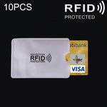 10 قطع من ورق الألمنيوم لحجب RFID لحفظ بطاقات الائتمان والهوية وبطاقات البنك، حامل بطاقات، المقاس: 9.1×6.3 سم، RFID 10 قطع