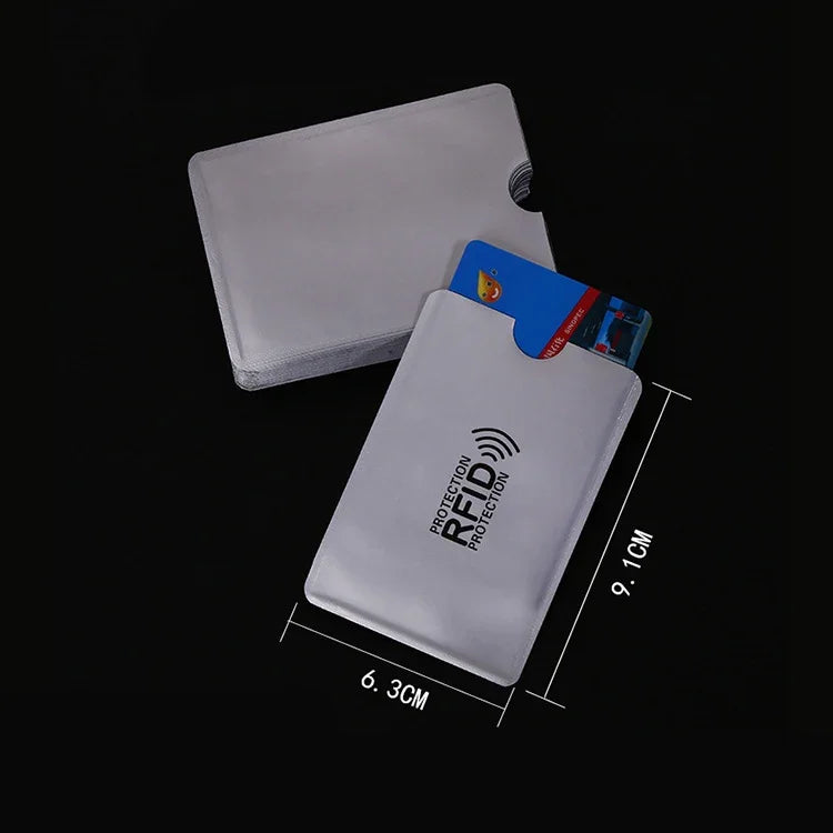 10 قطع من ورق الألمنيوم لحجب RFID لحفظ بطاقات الائتمان والهوية وبطاقات البنك، حامل بطاقات، المقاس: 9.1×6.3 سم، RFID 10 قطع