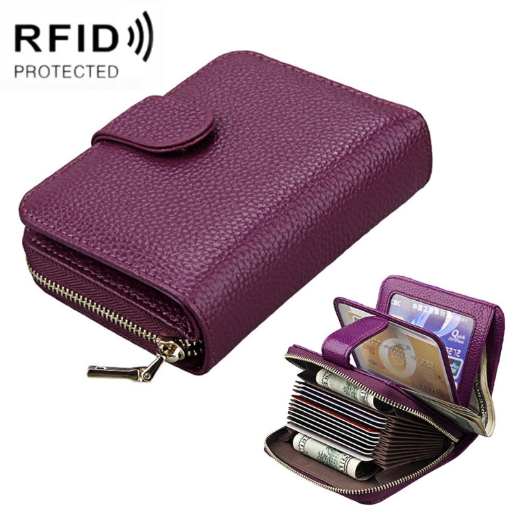 KB132 محفظة نسائية متعددة الوظائف من جلد بقري كامل الحبوب مع RFID / حقيبة بطاقات / حزمة رخصة قيادة