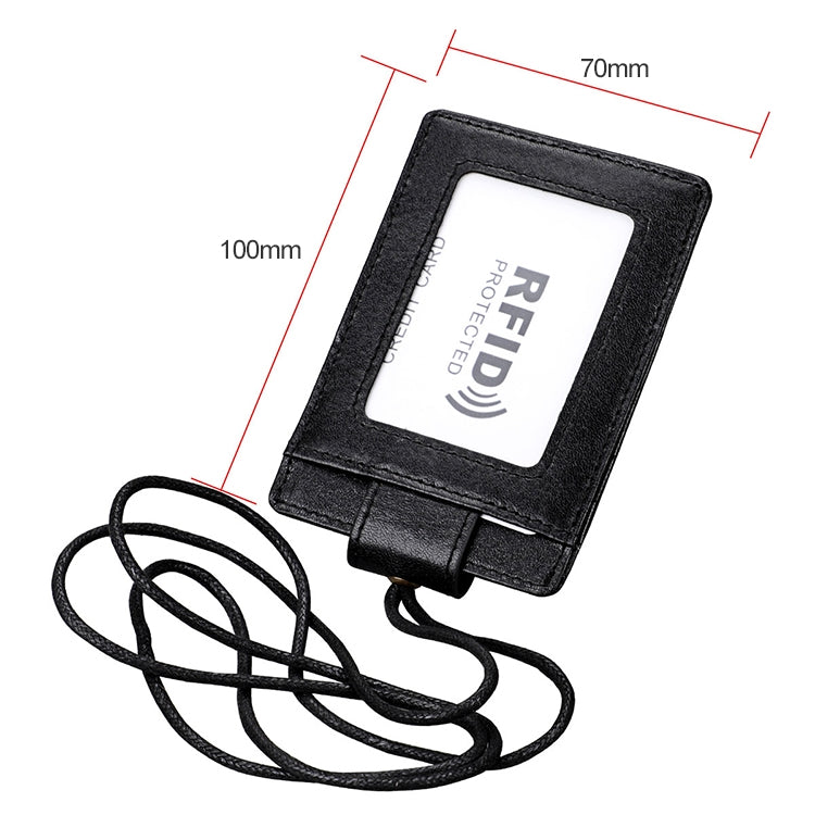 KB153 حامل بطاقات جلد مضاد للمغناطيس RFID مع شارة هوية وحبل معلق