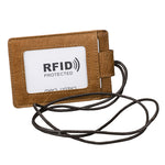 KB153 حامل بطاقات جلد مضاد للمغناطيس RFID مع شارة هوية وحبل معلق
