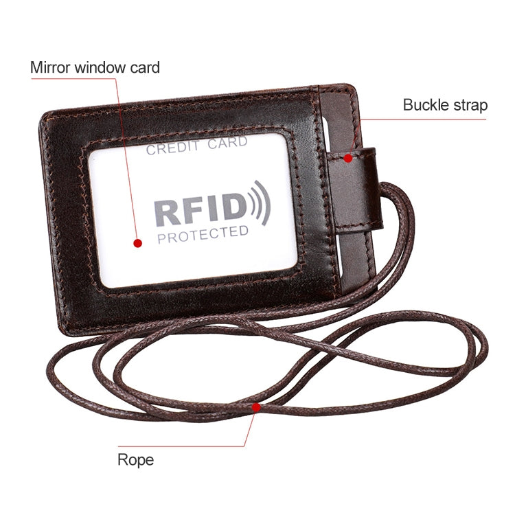 KB153 حامل بطاقات جلد مضاد للمغناطيس RFID مع شارة هوية وحبل معلق