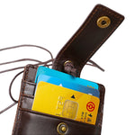 KB153 حامل بطاقات جلد مضاد للمغناطيس RFID مع شارة هوية وحبل معلق