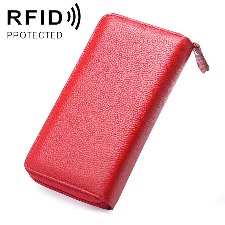 محفظة نسائية كبيرة بسعة عالية من جلد الليتشي بنمط مضاد للمغناطيس RFID، 902، مع فتحات للبطاقات وحقيبة هاتف