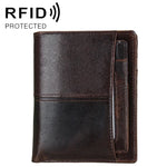 محفظة جلدية رجالية مضادة للمغناطيسية مع حجب RFID من الجلد المشمع مع حامل بطاقات قابل للفصل، 8232