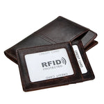 محفظة جلدية رجالية مضادة للمغناطيسية مع حجب RFID من الجلد المشمع مع حامل بطاقات قابل للفصل، 8232