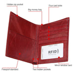 محفظة جلدية متعددة الوظائف مضادة للمغناطيسية بنقشة الحصان المجنون مع حجب RFID، حقيبة جواز سفر 8235