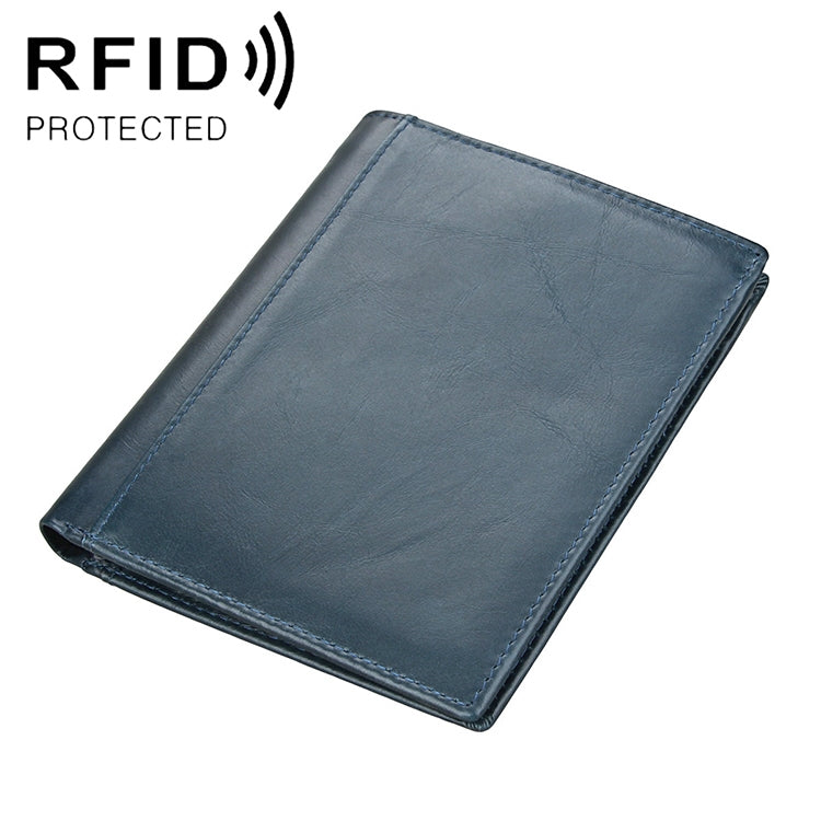 محفظة جلدية متعددة الوظائف مضادة للمغناطيسية بنقشة الحصان المجنون مع حجب RFID، حقيبة جواز سفر 8235