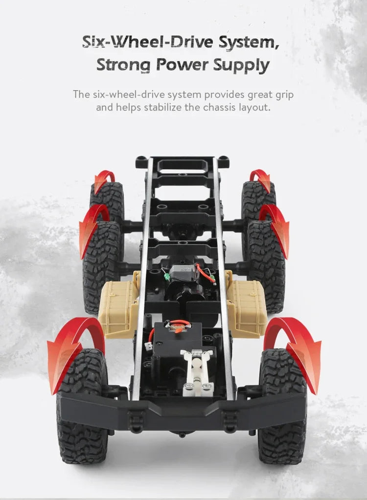 سيارة لعبة عسكرية صغيرة 1:16 بنظام تحكم عن بعد 2.4GHz 6WD مزودة بمسارات، JJR/C Q60 Transporter-1، Q60