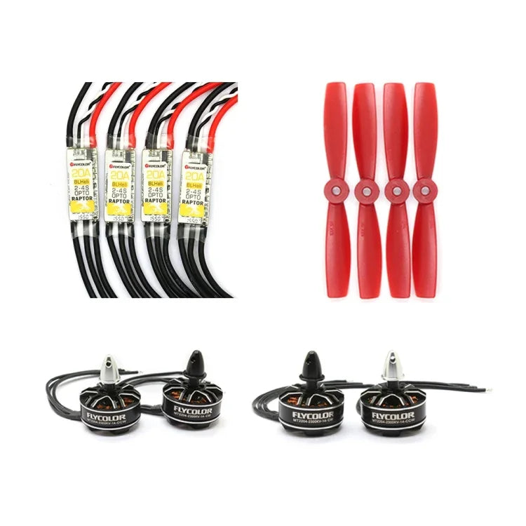 مجموعة طاقة Flycolor Raptor، تشمل 4 وحدات تحكم سرعة 20A + 4 محركات 2300KV + 4 مراوح 5045، 2300KV