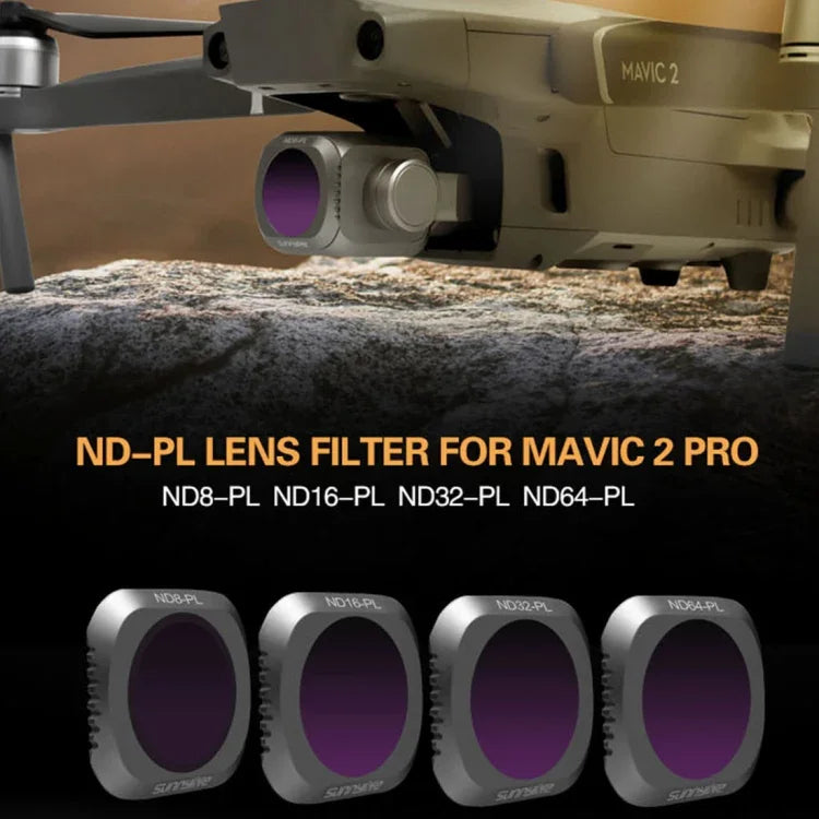فلتر عدسة ND8-PL + ND16-PL + ND32-PL + ND64-PL ND-PL من Sunnylife M2P-FI538 لكاميرا DJI Mavic 2 Pro