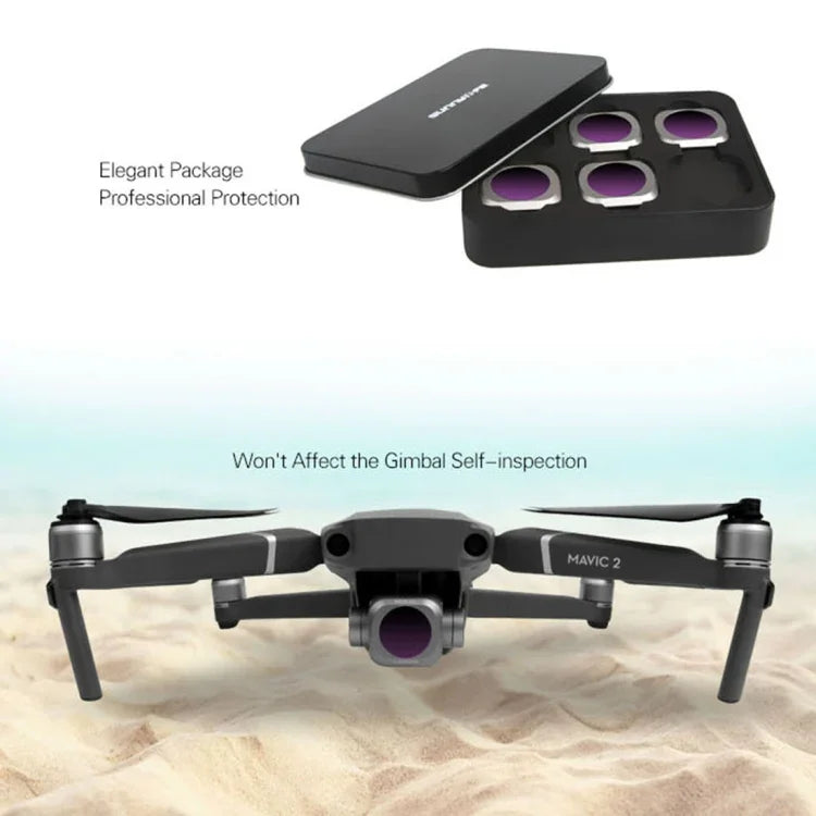 فلتر عدسة ND8-PL + ND16-PL + ND32-PL + ND64-PL ND-PL من Sunnylife M2P-FI538 لكاميرا DJI Mavic 2 Pro