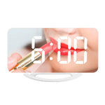 ساعة مكتب مرآة مكياج LED متعددة الوظائف TS-8201-W منبه إلكتروني حساس للضوء تلقائي