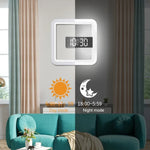 ساعة منبه رقمية متعددة الوظائف TS-S28-W مقياس حرارة RGB مربع LED مرآة ساعة حائط مجوفة، مقياس حرارة RGB ساعة