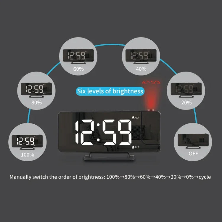 ساعة منبه رقمية TS-9210 مع عرض الوقت وعرض الإسقاط، TS-9210
