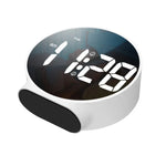 ساعة منبه LED مرآة دائرية ثنائية الاستخدام 8816، 8816 (أسود)، 8816 (أبيض)