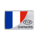 Universal Car France Flag Rectangle Shape VIP Metal Decorative Sticker, France Flag (Gold), France Flag (Silver)