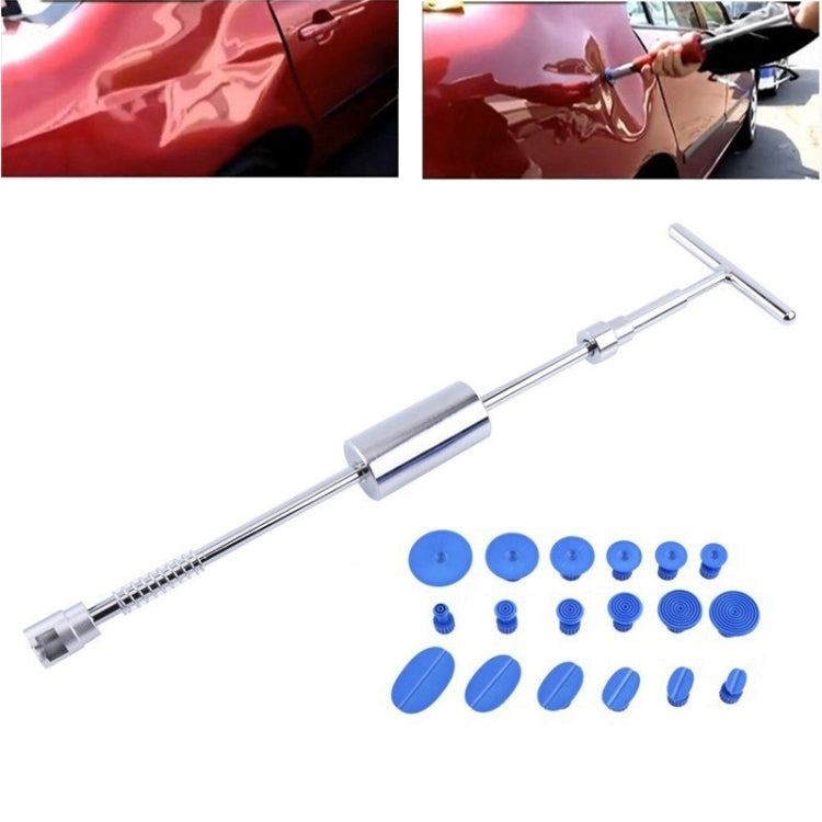 19 in 1 Auto Repair Body Tool Kit Paintless Dent Repair Hail Removal Silver T Bar Slide Hammer Dent Repair Tool Kit, 19 PCS Silver T Bar