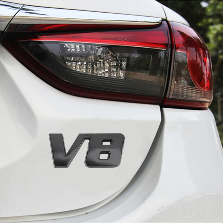 V8 Connect Shape Car Metal Body Decorative Sticker, Size : L, V8 Connect Shape, Size : L (Black), V8 Connect Shape, Size : L (Silver)