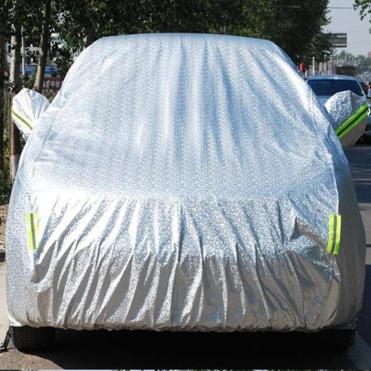 غطاء سيارة SUV من فيلم الألمنيوم PEVA مع صوف قطني مضاد للغبار ومقاوم للماء ومضاد للشمس ومضاد للتجمد ومقاوم للخدش مع شرائط تحذيرية، يناسب السيارات حتى طول 4.8م (187 بوصة)، 187 بوصة (L)
