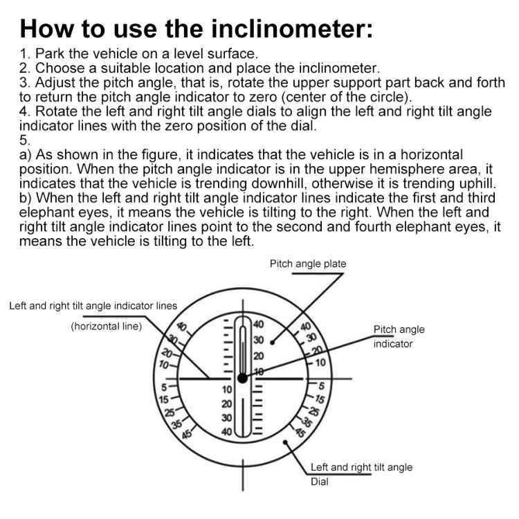 Angle Slope Tilt Indicator Level Meter Slopemeter Finder Tool Car Vehicle Inclinometer Gauge, PDY-1