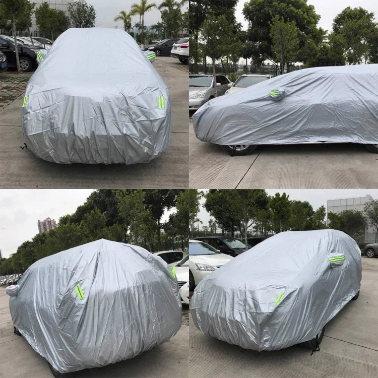 غطاء سيارة SUV من PEVA مقاوم للغبار والماء والأشعة الشمسية مع شرائط تحذيرية، يناسب السيارات حتى طول 4.7م (183 بوصة)، 183 بوصة (M)
