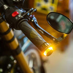Pair Motorcycle Turn Signal Light Grip Bar Plug Strobe Side Marker End LED Handlebar Lamp, Turn Double Light, Red Light