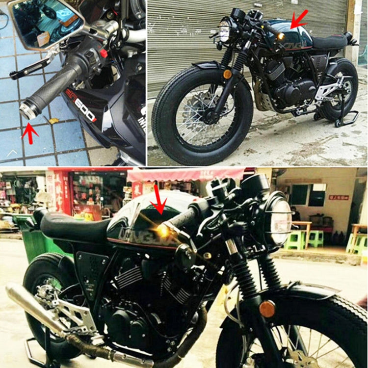 Pair Motorcycle Turn Signal Light Grip Bar Plug Strobe Side Marker End LED Handlebar Lamp, Turn Double Light, Red Light