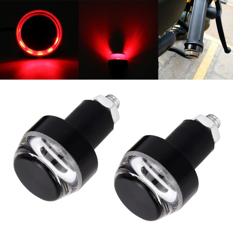 Pair Motorcycle Turn Signal Light Grip Bar Plug Strobe Side Marker End LED Handlebar Lamp, Turn Double Light, Red Light