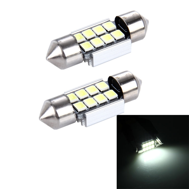 2 PCS 3W 200 LM 6000K 31MM 8 SMD-2835 LEDs Bicuspid Port Decoding Car Dome Lamp LED Reading Light, DC 12V, 31MM