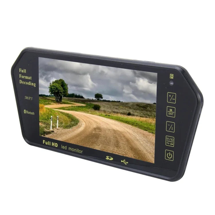 شاشة سيارة ملونة TFT-LCD خلفية بقياس 7 بوصة ودقة 480*234 مع مشغل MP5 وبلوتوث، تدعم وظيفة الشاشة العكسية التلقائية، 7 بوصة 480*234
