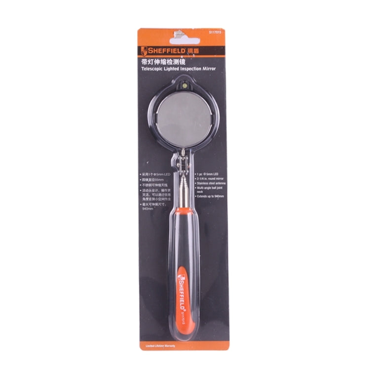 Retractable Vehicle Car Chassis Telescoping Inspection Mirror with 1 PCS 5mm LED Light, Mirror Diameter: 55mm, Max Expanding Length: 940mm, Diameter: 55mm, Max Expanding Length: 940mm