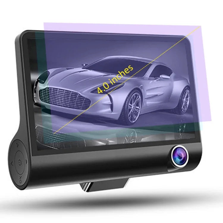 كاميرا سيارة DVR بشاشة IPS بحجم 4.0 بوصة، 5.0 ميجا بكسل، زاوية واسعة 170 درجة، دقة كاملة HD 1080P، 3 قنوات فيديو، تدعم إضاءة للرؤية الليلية / رؤية خلفية / بطاقة TF (بحد أقصى 32 جيجابايت) / مستشعر G / كشف الحركة، 170 درجة