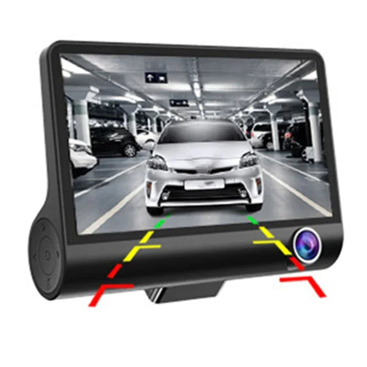 كاميرا سيارة DVR بشاشة IPS بحجم 4.0 بوصة، 5.0 ميجا بكسل، زاوية واسعة 170 درجة، دقة كاملة HD 1080P، 3 قنوات فيديو، تدعم إضاءة للرؤية الليلية / رؤية خلفية / بطاقة TF (بحد أقصى 32 جيجابايت) / مستشعر G / كشف الحركة، 170 درجة