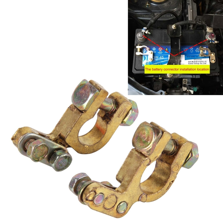 2 PCS Brass Positive and Negative Car Battery Connectors Terminals Clamps Clips, Inner Diameter: 1.2cm, 1.2cm