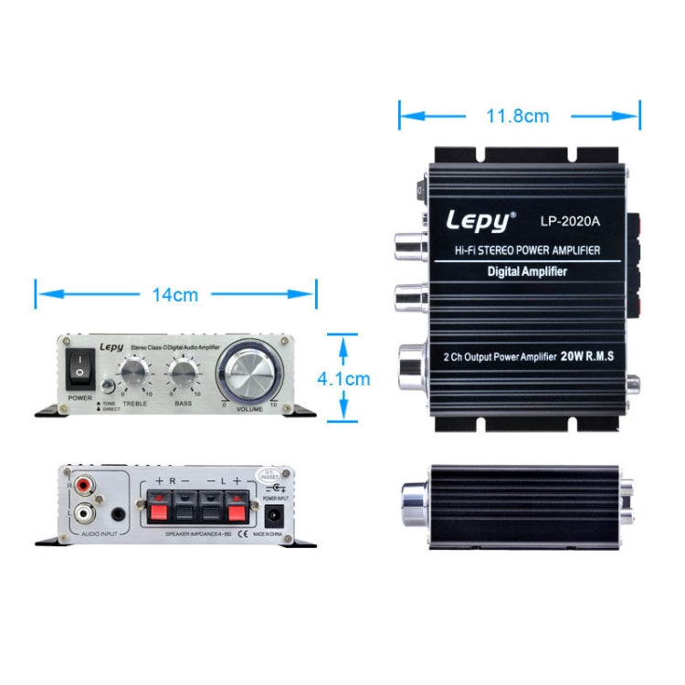 LP-2020A مضخم صوت HIFI للسيارة والمنزل، يدعم MP3، قابس المملكة المتحدة مع مزود طاقة 3 أمبير، قابس المملكة المتحدة