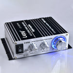 LP-2020A مضخم صوت HIFI للسيارة والمنزل، يدعم MP3، قابس المملكة المتحدة مع مزود طاقة 3 أمبير، قابس المملكة المتحدة