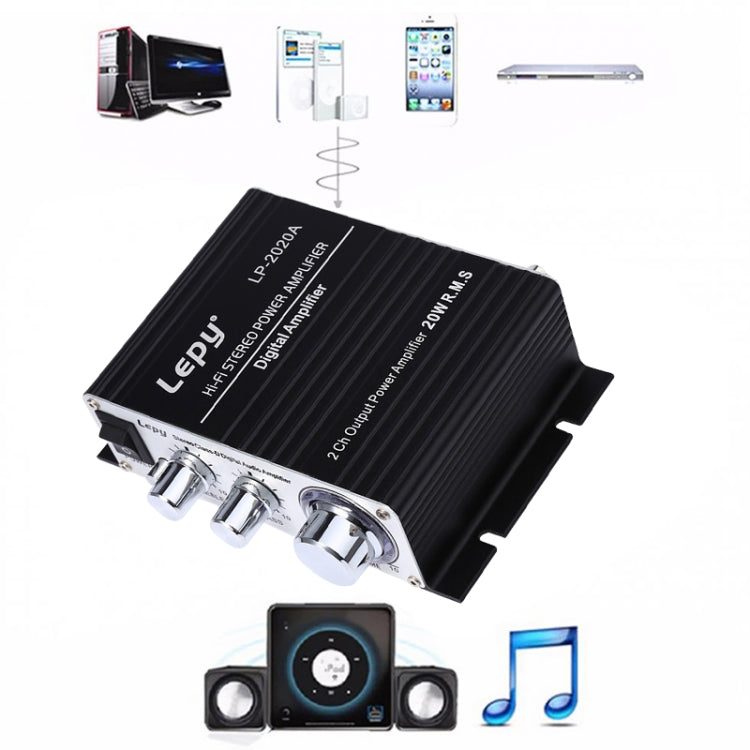 LP-2020A مضخم صوت HIFI للسيارة والمنزل، يدعم MP3، قابس المملكة المتحدة مع مزود طاقة 3 أمبير، قابس المملكة المتحدة