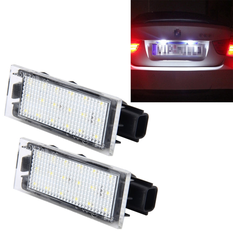 2 PCS License Plate Light with 18  SMD-3528 Lamps for Renault,2W 120LM,6000K, DC12V(White Light), For Renault