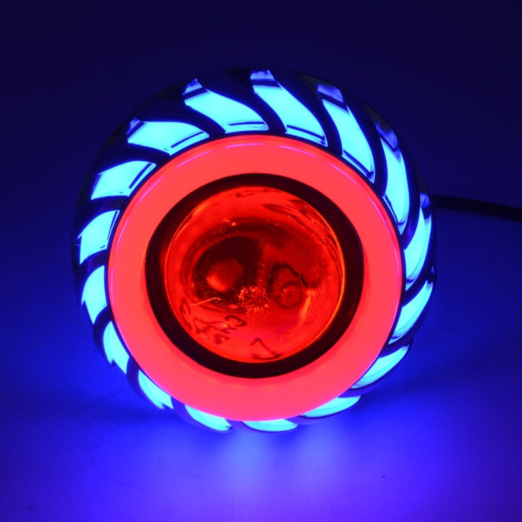 Motorcycle 30W DC 12V-85V LED Headlight Lens Built-in Whirlwind Double Aperture Angle Eyes + Devil Eye, Red Light (Whirlwind), Blue Light (Whirlwind)