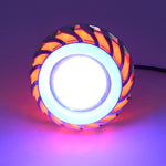 Motorcycle 30W DC 12V-85V LED Headlight Lens Built-in Whirlwind Double Aperture Angle Eyes + Devil Eye, Red Light (Whirlwind), Blue Light (Whirlwind)