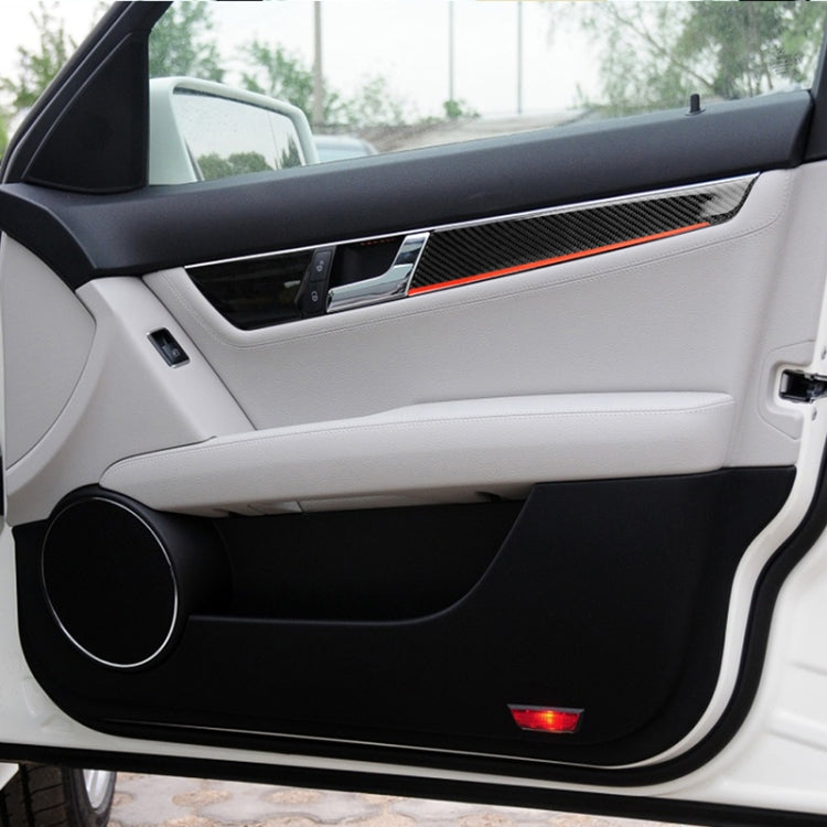 4 PCS Car Carbon Fiber Red Inner Door Panel Decorative Sticker for Mercedes-Benz W204 2007-2013, Red Inner Door Panel