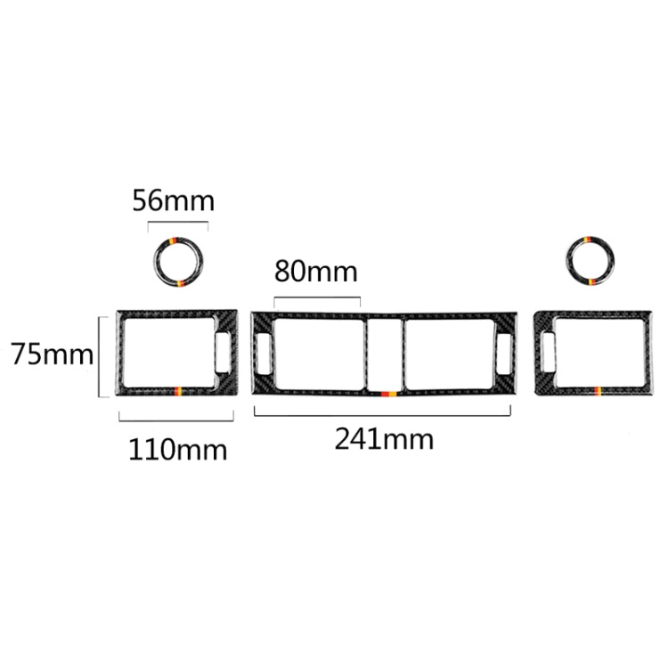 Car German Flag Carbon Fiber Air Outlet Ring + Intermediate Air Outlet + Side Air Outlet Panel Decorative Sticker for Mercedes-Benz W204 207-2010, Air Outlet (German Flag)