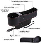 Car Multi-functional Co-pilot Seat Console PU Leather Box Cigarette Lighter Charging Pocket Cup Holder Seat Gap Side Storage Box, Co-pilot Seat