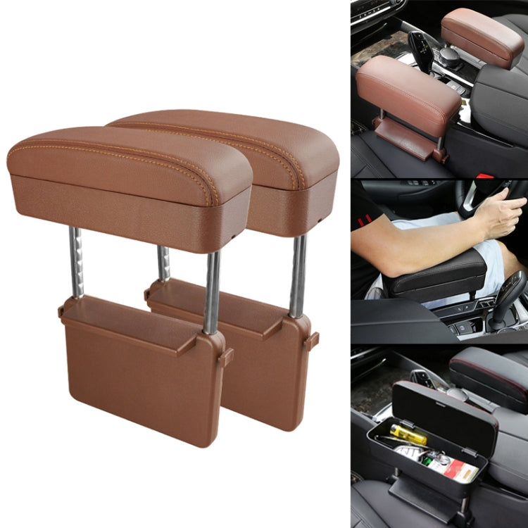 2 PCS Universal Car PU Leather Wrapped Armrest Box Cushion Car Armrest Box Mat with Storage Box, 2pcs(Black), 2pcs (Black Red), 2pcs(Black White), 2pcs(Beige), 2pcs(Brown)