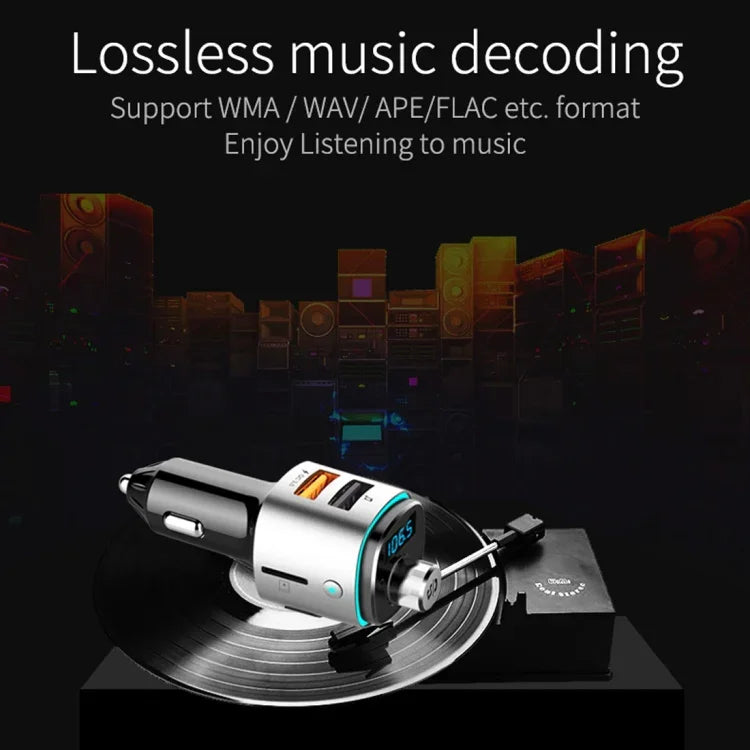 BC42 مصباح أجواء ملون متعدد الوظائف للسيارة مع بلوتوث 5.0 ومشغل MP3، يدعم بطاقة TF وU ديسك وراديو FM، BC42